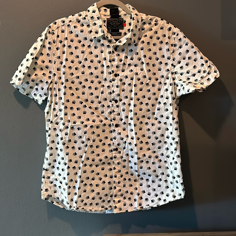 On The Road Paw Print Button Down Shirt